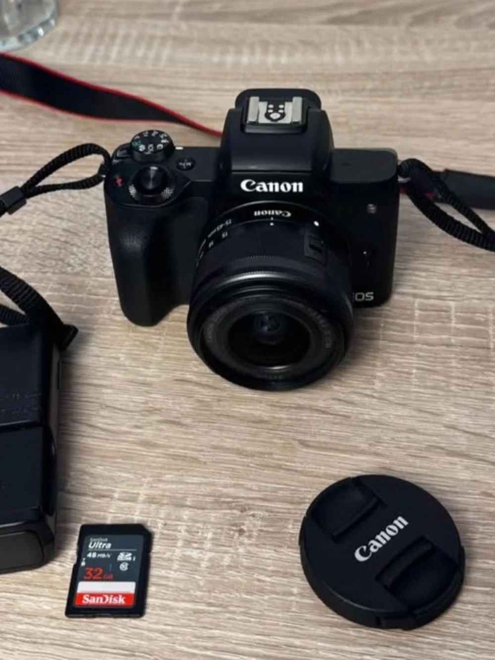 Canon Black Mirrorless Camera with Black Lens